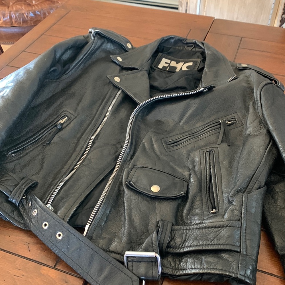 FMC Vintage Black Biker Jacket.  Size 40.